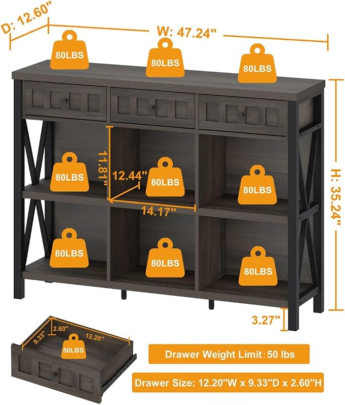 FATORRI Rustic 6 Cube Storage Organizer Bookshelf - Image 2
