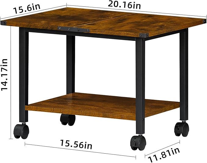 Lerliuo Under Desk Printer Stand, 2-Tier Industrial Mobile Printer Table - Image 3