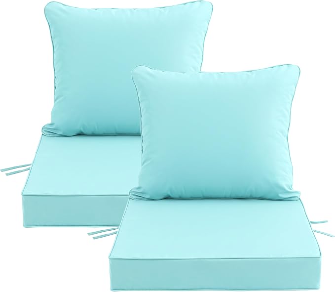 22x22 Inch Patio Chair Cushions Set of 2, Outdoor Furniture Cushions by Unknown