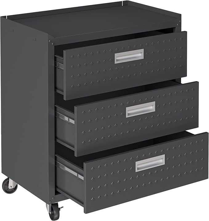 Manhattan Comfort Fortress 31.5-Inch Rolling Garage Tool Chest, 3-Drawer - Image 4