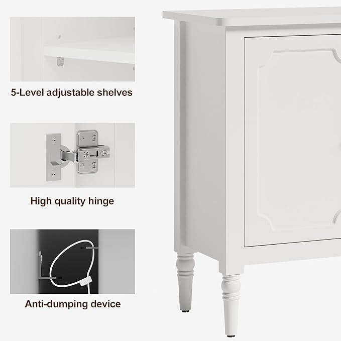 FansaFurn Sideboard with 4 Doors, Mid-Century Console Table with Adjustable - Image 4