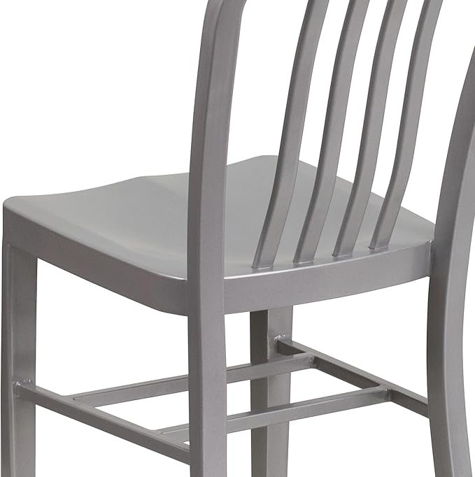 Flash Furniture Commercial Grade Silver Metal Indoor-Outdoor Chair - Image 6