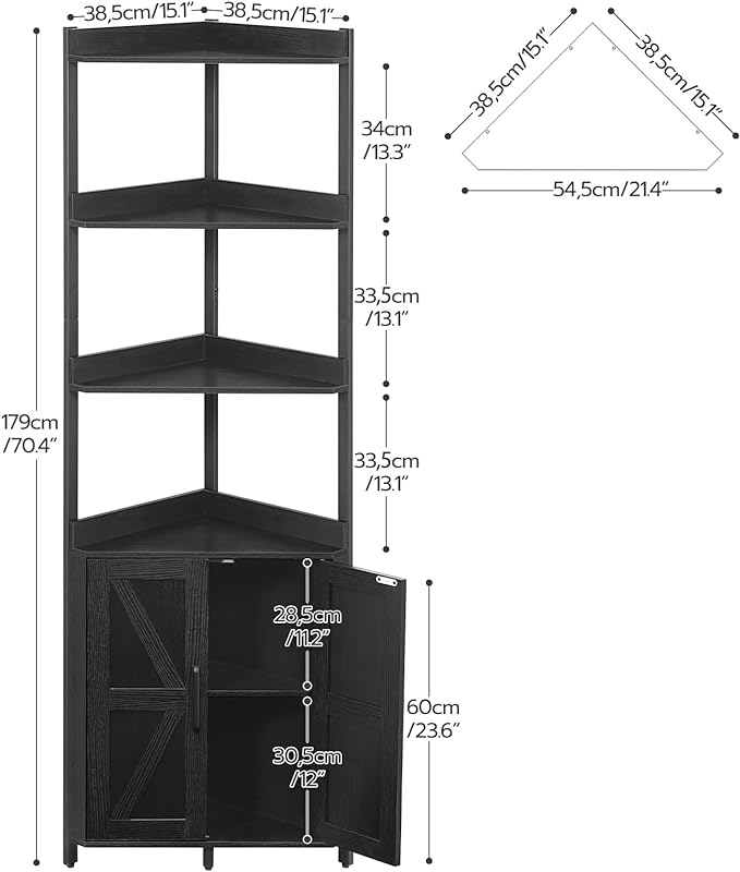 HOOBRO Corner Shelf with Storage, Tall Corner Storage Cabinet, 5-Tier Corner - Image 3