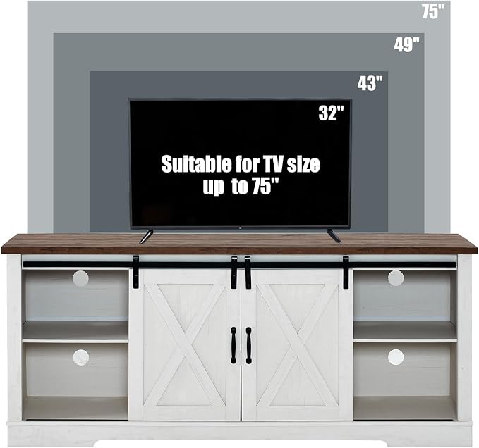 AMERLIFE 4-Piece Farmhouse Table Set Includes Sliding Barn Door TV Stand - Image 7