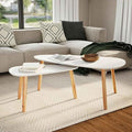 White Solid Pinewood and MDF Coffee Table Set of 2, Scandinavian Style Modern by Unknown