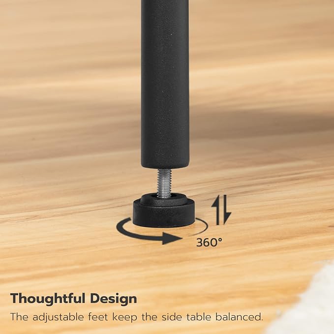 HOOBRO Side Table with Charging Station, Nightstand with 2-Layer Storage Shelves - Image 7