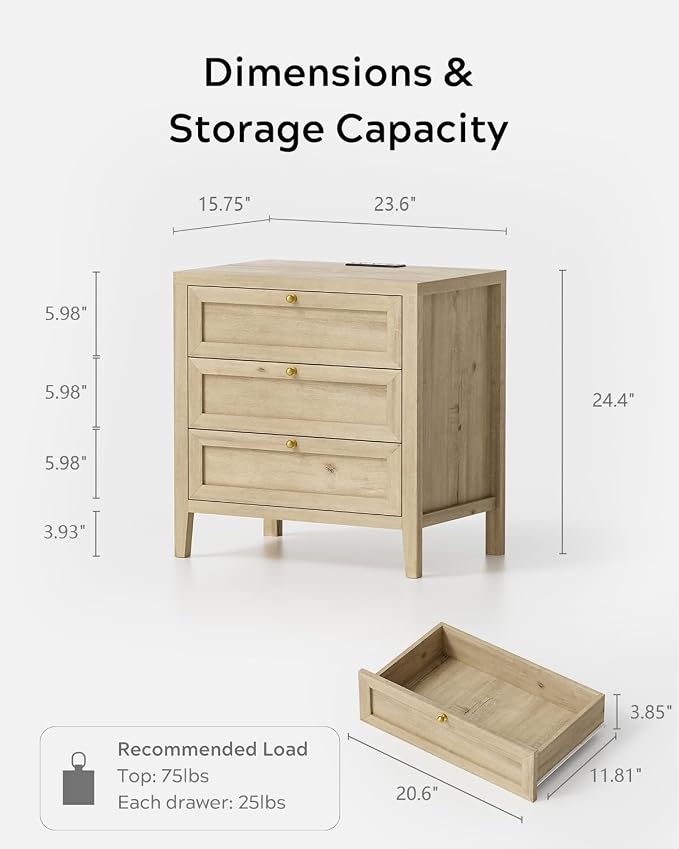 EYYTHUNG Farmhouse Night Stand - Image 2
