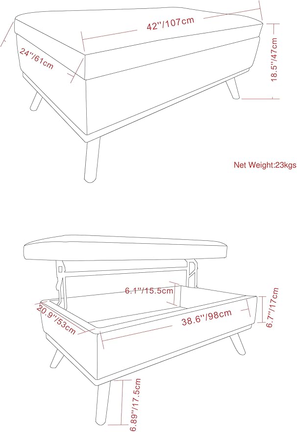 SIMPLIHOME Owen Lift Top Coffee Table Storage Ottoman - Image 3