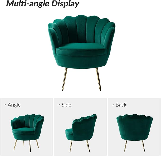 HULALA HOME Modern Velvet Accent Chairs Set of 2 - Image 3