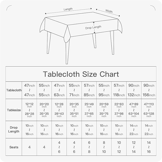 BALCONY & FALCON Square Tablecloth Washable Wrinkle Resistant and Water Proof - Image 6