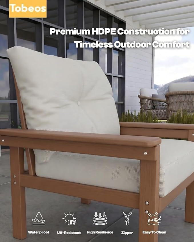 HDPE 10 Piece Outdoor Patio Furniture Set, All-Weather Outdoor Couch Set - Image 7