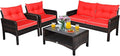 Tangkula 4 Piece Patio Furniture Set, Outdoor Wicker Conversation Set by TANGKULA