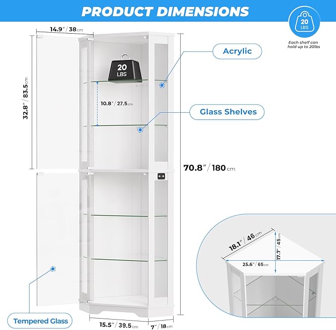BROTTAR 71" Corner Display Cabinet - Image 2
