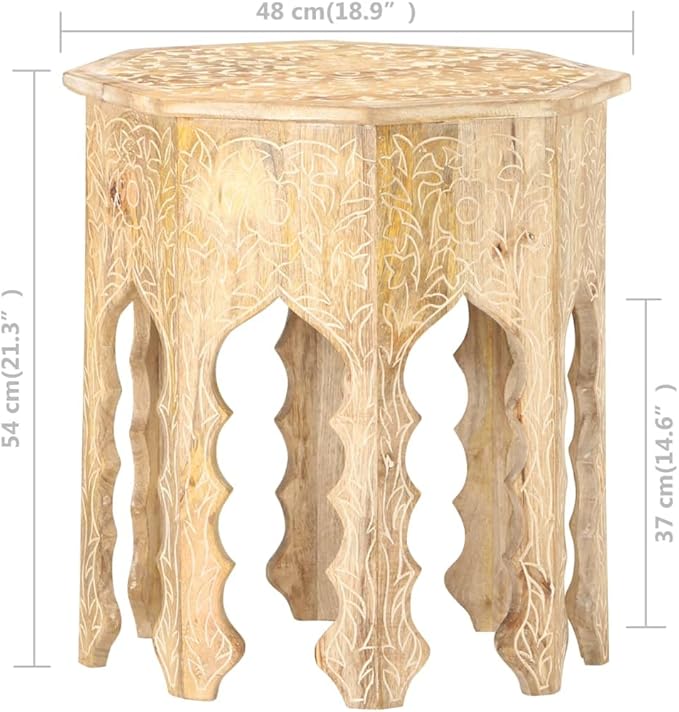 vidaXL Bohemian-Style Side Table in Solid Mango Wood - Image 2