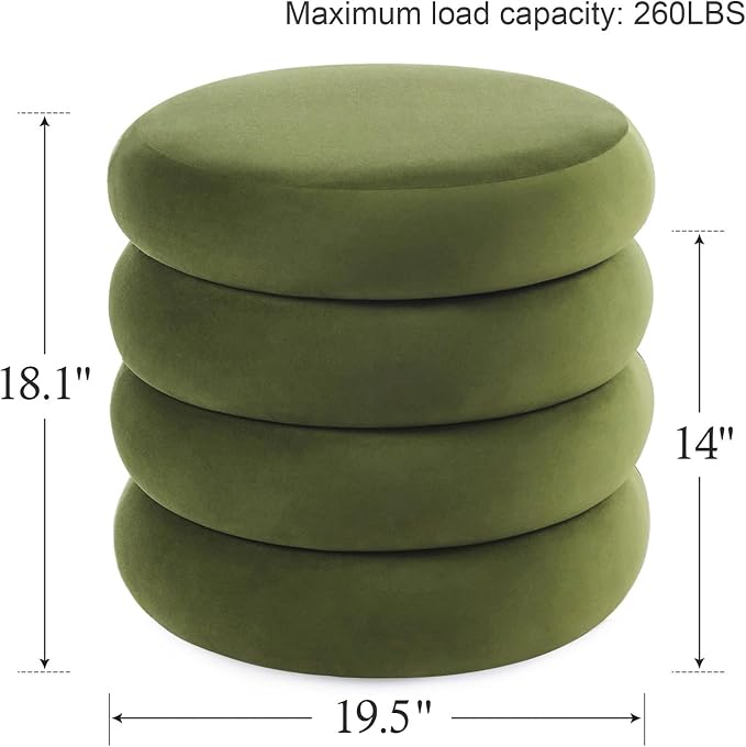 Flouki 19.5" Storage Ottoman Round, Vanity Stools - Image 2