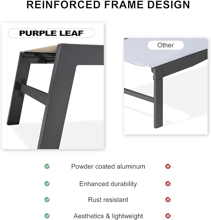 PURPLE LEAF Outdoor Patio Chaise Lounge Set of 4 Aluminum Lounge Chair - Image 4