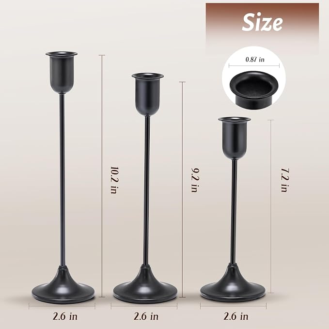 Black Tall Candle Candlestick Holder, Centerpiece Dining Table Wedding Festive - Image 5