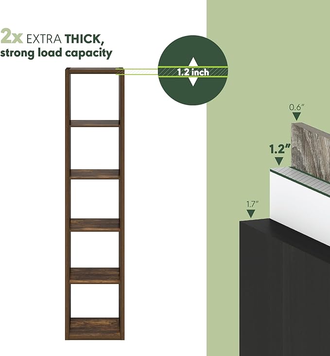 Furinno Cubicle Book Shelf, 5-Cube Bookshelf, Extra Thick Horizontally & - Image 3