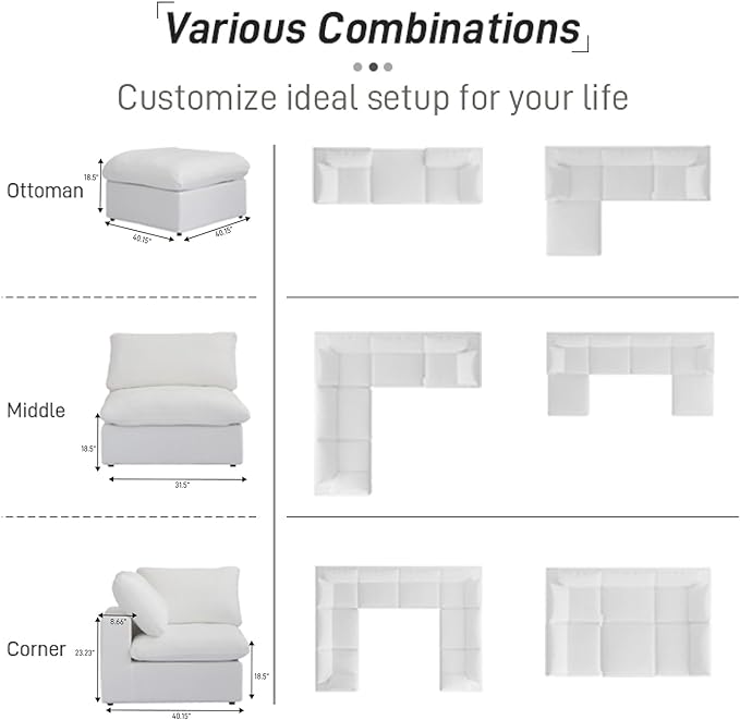Cloud Modular Sectional Sofa Couch, Oversized U Shaped Couch 6 Seater - Image 8