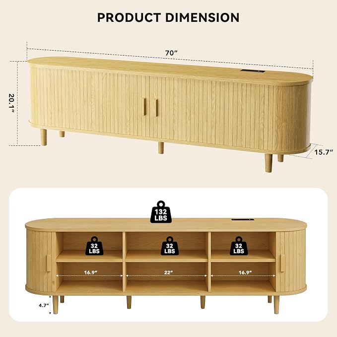 70" Mid Century Modern TV Stand - Image 3