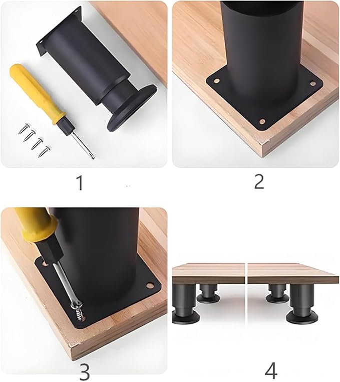 4PCS Adjustable 4.7-7.08 Inch Metal Furniture Legs White Furniture Replacement - Image 4
