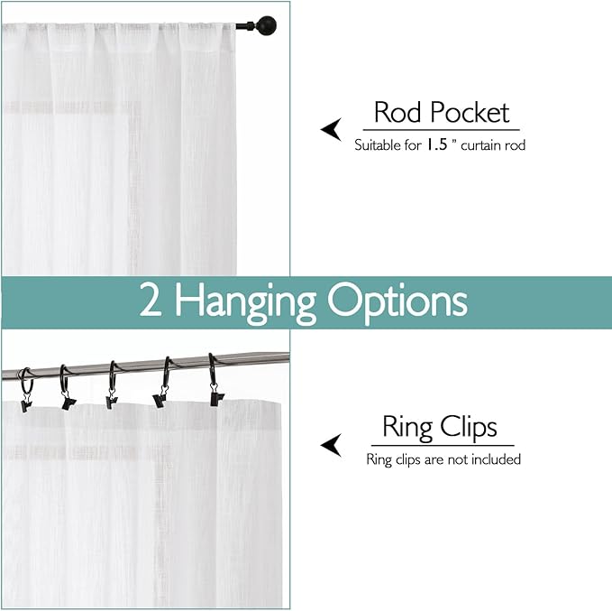 Chyhomenyc Semi Sheer Curtains 63 Inch Length 2 Panels - Image 4