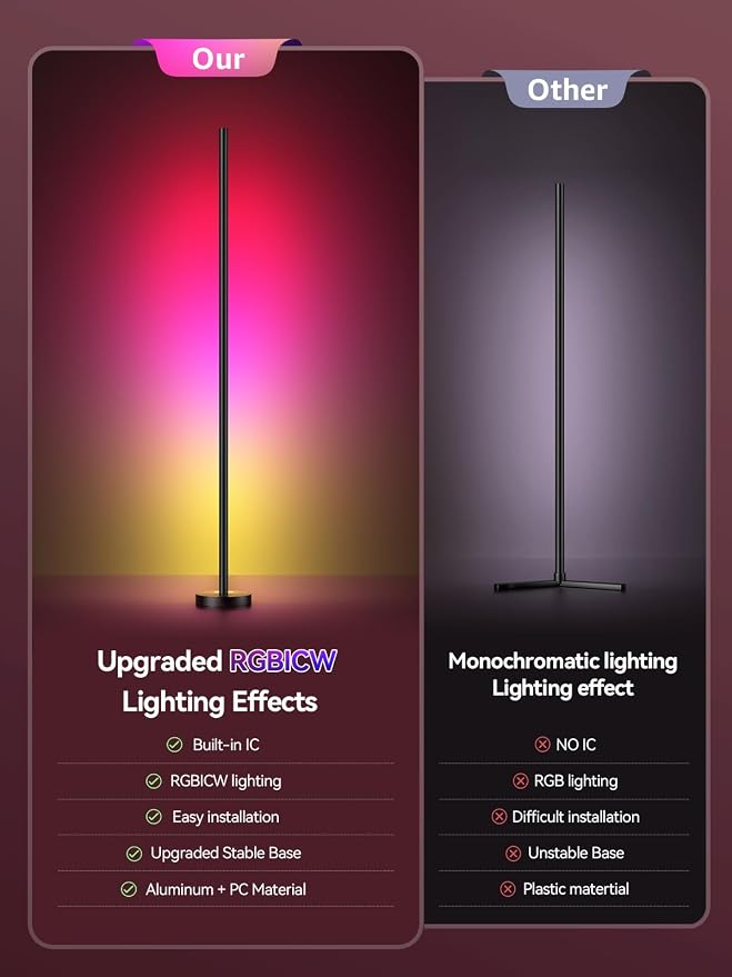 OIYN Smart RGBICW LED Corner Floor Lamp - Image 6