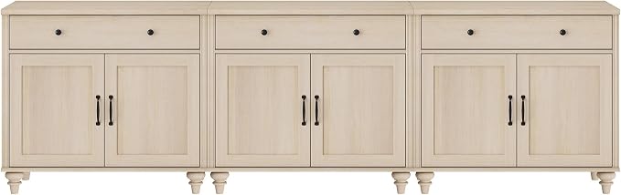 WAMPAT Farmhouse TV Stand for 100 Inch TV, 3-in-1 TV Console Table for - Image 7