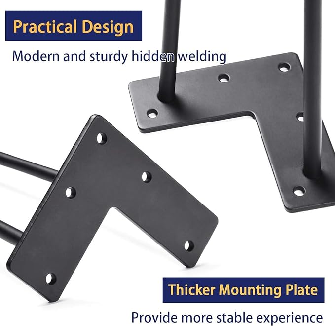 SMARTSTANDARD Hairpin Table Legs 24 Inch, 3/8" Solid Metal Legs - Image 6