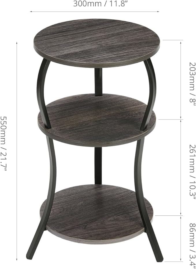 Vintage Small Round Side Table, 3-Tier Slim Waist Circular End Table - Image 3