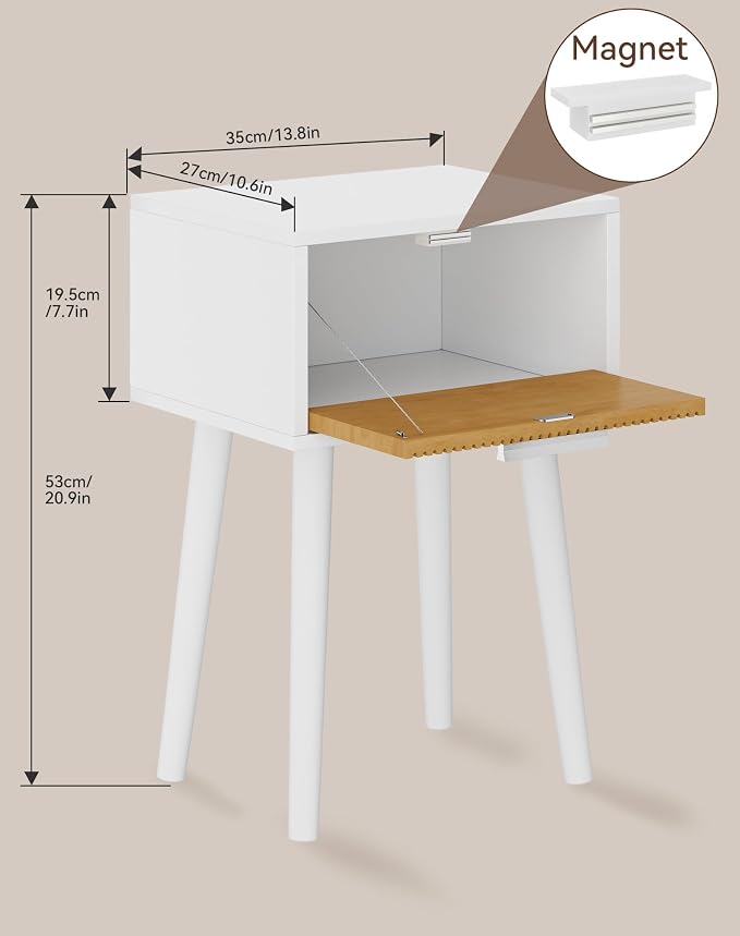 YMYNY Narrow Fluted Nightstand Set of 2, Small End Table, Modern Coffee Table - Image 3