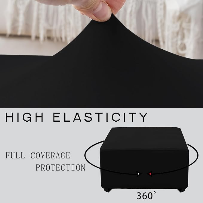 Super Stretch 40x40x15 inch Square Ottoman Cover- Soft Form Fit Ottoman Cover - Image 5