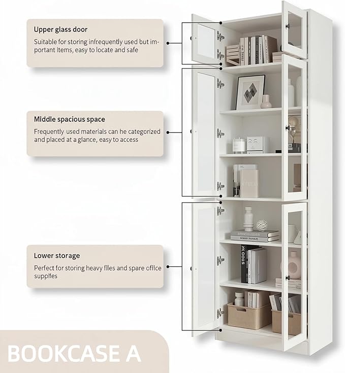 TUSY 85.5" Modern Tall Bookcase - Image 6