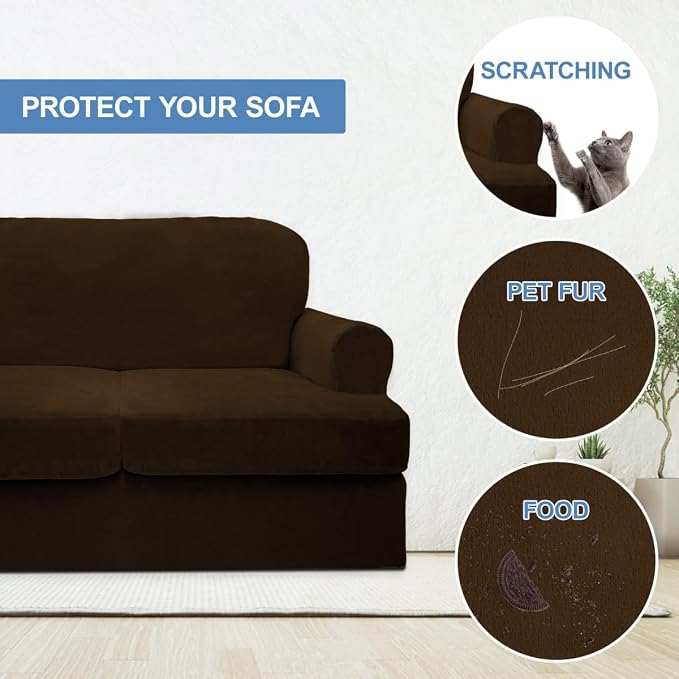 CUCRAF T Cushion Sofa Cover 4 Piece Slipcovers, Soft Thick Velvet Couch Cover - Image 4
