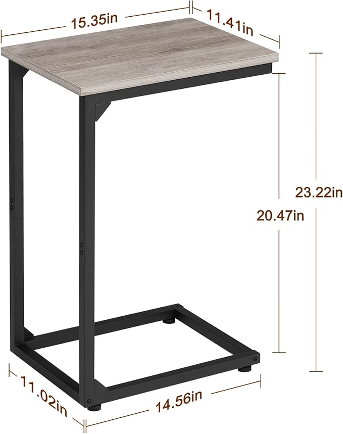 AMHANCIBLE C Shaped Side Table, End Tables Living Room Set of 2, Slide Under - Image 3