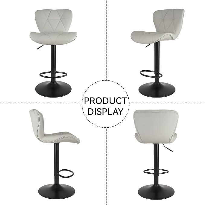 Nalupatio Modern Bar Stools Set of 2, Adjustable Faux Leather Upholstered - Image 7