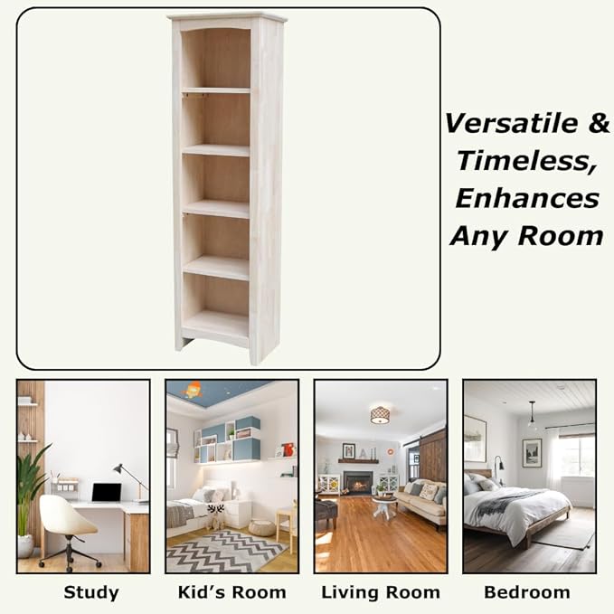 International Concepts Narrow Shaker Bookcase, 60-Inch High, Small Space - Image 5