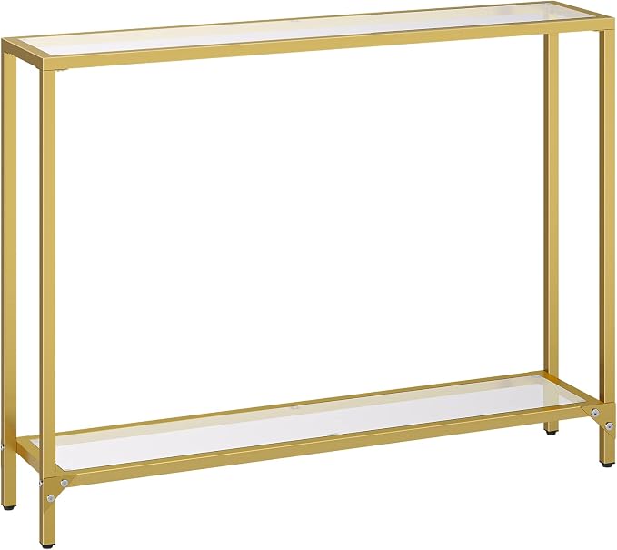 HOOBRO 39.4" Narrow Console Table, Tempered Glass Sofa Table, Behind Couch by HOOBRO
