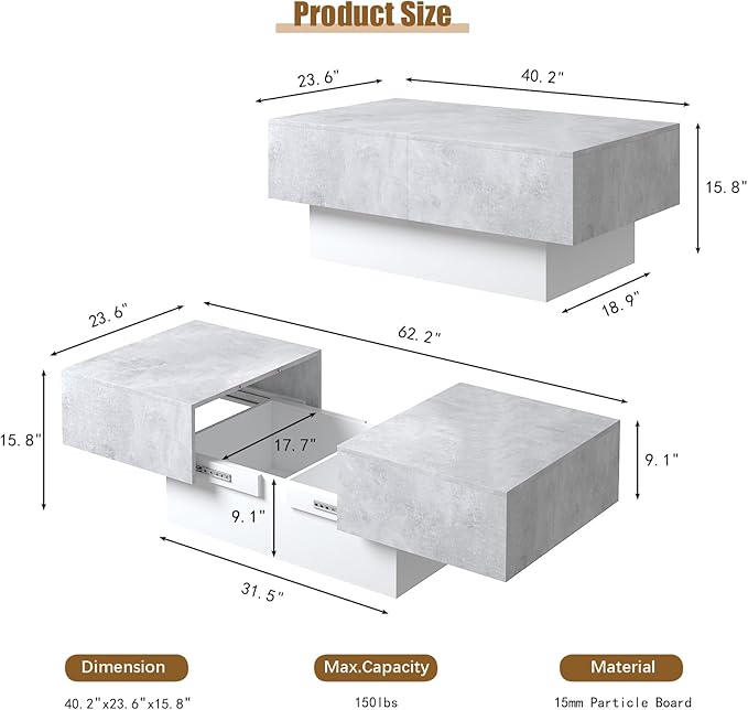 Modern Coffee Table with Storage - Image 2