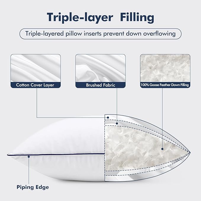 MIULEE Goose Feather Down 20x20 Pillow Insert Set of 2 - Image 3