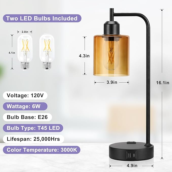 Industrial Touch Nightstand Lamps - Image 4