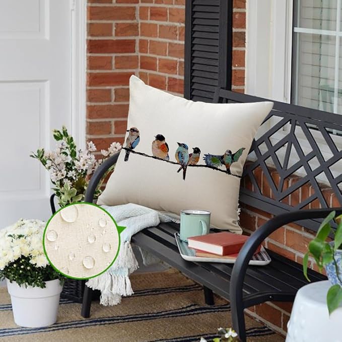 RABUSOFA Outdoor Pillow Covers Waterproof 18x18 Inch, Outdoor Bird Lumbar Throw - Image 5