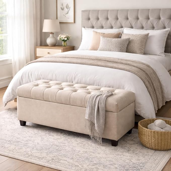 Homepop Home Decor | Tufted Ainsley Button Storage Ottoman Bench - Image 4