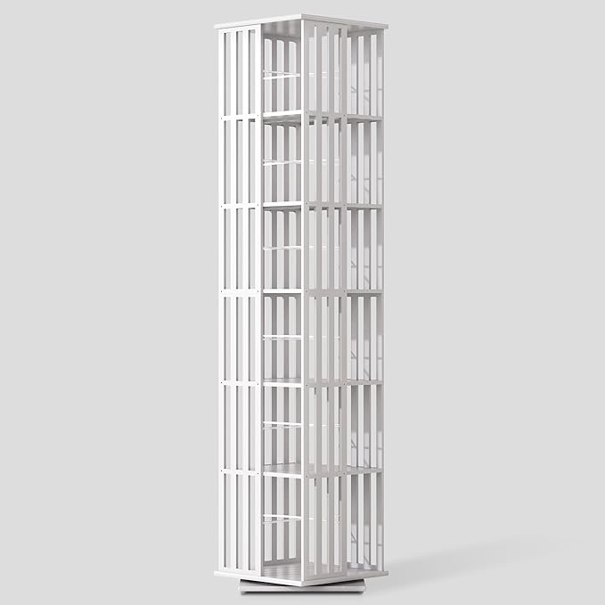 YOWOS Rotating Bookshelf Tower, 360° Display Spinning Bookcase, Bamboo by YOWOS