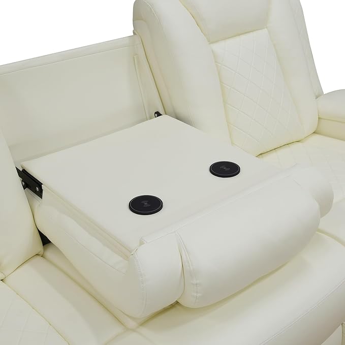 Power Recliner Sofa Set with LED Lights, Includes 2 Manual Recliner 1 Seat and - Image 6