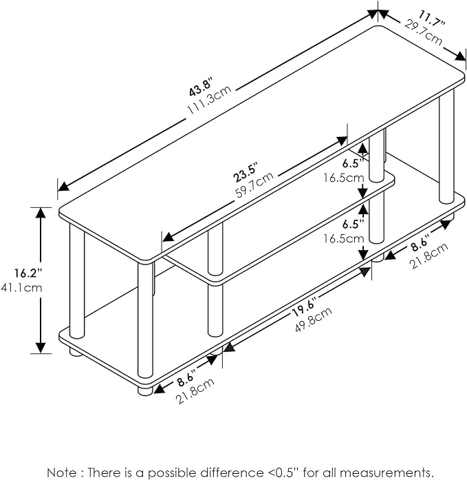 Furinno Turn-N-Tube No Tools 3D 3-Tier Entertainment TV Stand up to 50 inch TV - Image 5