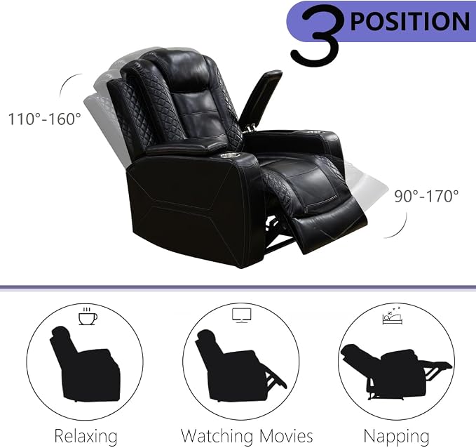 Power Recliner Sofa Set, Living Room Furniture Sets, Leather Reclining Sofa Set - Image 6