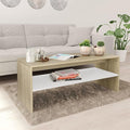 Scandinavian Style Coffee Table White and Sonoma Oak Engineered Wood Small by Unknown