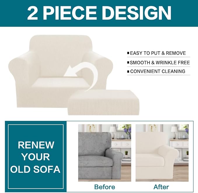 Turquoize 2 Piece Chair Covers Armchair Slipcovers - Image 4