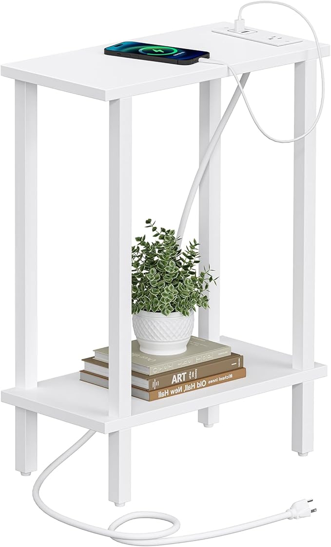 TUTOTAK Small End Table with Charging Station, Narrow Side Table with USB Ports by ChoosetutotakFurnitureBuildYourCozyHome